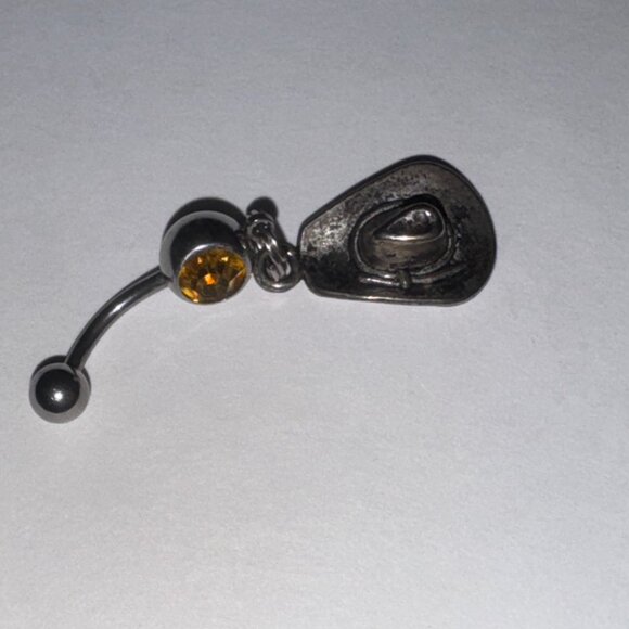 Hat Dangle Belly ring with Topaz Orange Gem - Picture 2 of 8